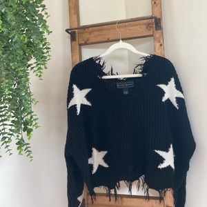 Black with white stars, knitted top